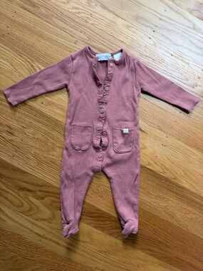 Zara Mauve Pink Long-Sleeve Baby Footed One-Piece